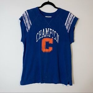 Champion Blue Spellout Graphic Short Sleeve Tee